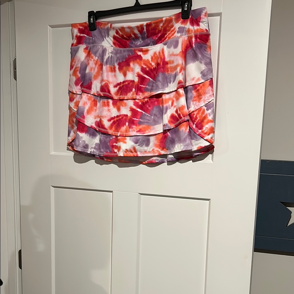 Pink and Red Mini Bubble Skorts with Ruffled Tiers